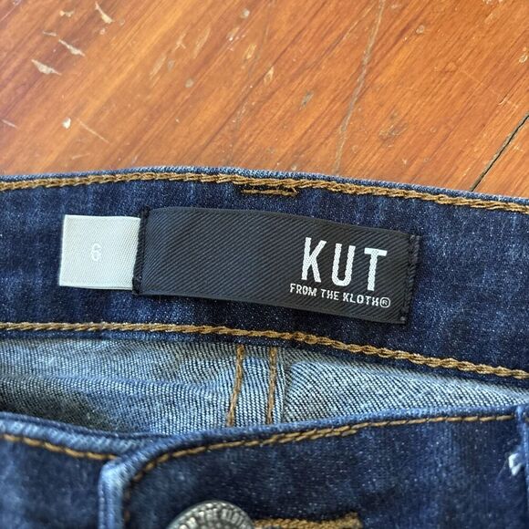 Kut From The Kloth Ankle Skinny Jeans Size 6 Embroidered Floral Dark Wash - Picture 3 of 7